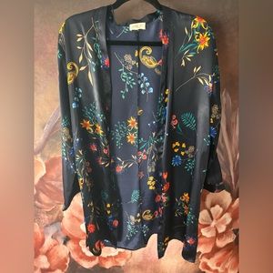 Beautiful Sienna Sky Navy Floral Duster Size L